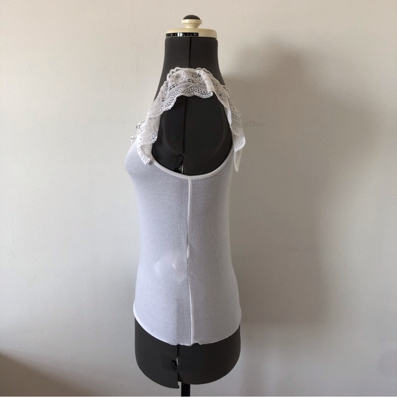 🎀 5/$25 Zara white lace trim rib knit top sz S - Picture 4 of 12